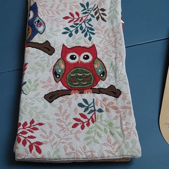 Set of Two Owl Cushion Covers Tapestry Material Zip Up Fits 14-15" Form - Picture 2 of 5